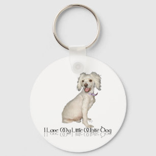 I Love My Little White Dog - Poodle / Bichon Mix Key Ring