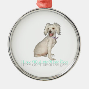I Love My Little White Dog - Poodle / Bichon Mix Metal Tree Decoration