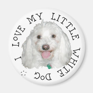 I Love My Little White (Rescue) Dog Magnet