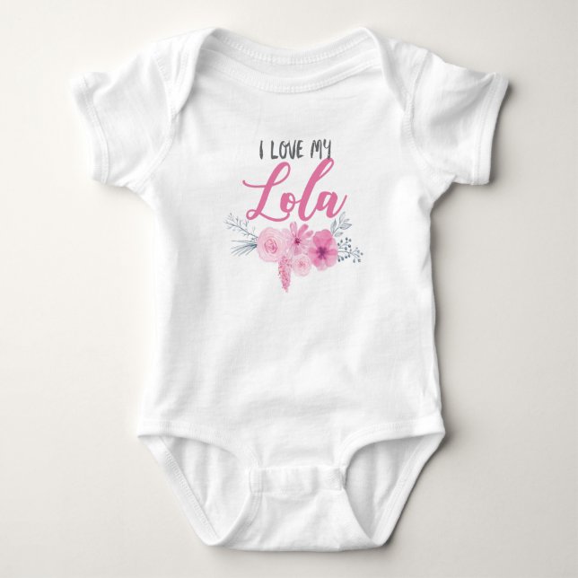 I Love My Lola Pink Bouquet Baby Bodysuit (Front)
