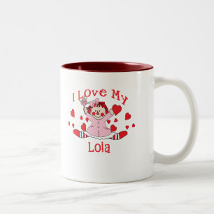 I love My Lola Rag Doll & Hearts Two-Tone Coffee Mug