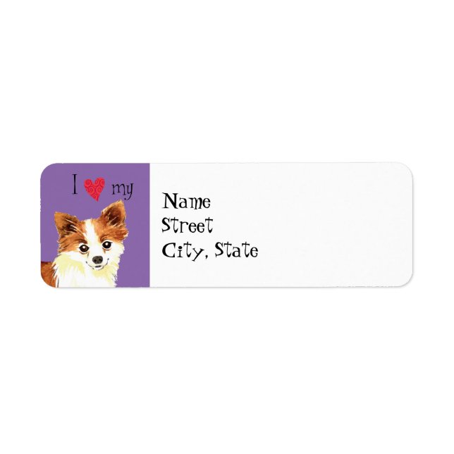I Love my Long Coat Chihuahua Return Address Label (Front)