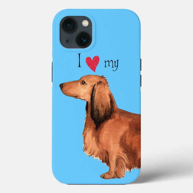 I Love my Longhaired Dachshund Case-Mate iPhone Case (Back)