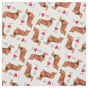 I Love my Longhaired Dachshund Fabric