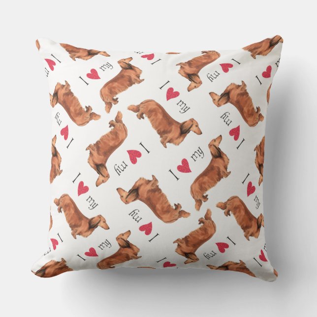I Love my Longhaired Dachshund Outdoor Cushion (Front)