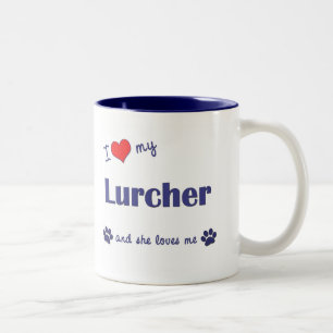 I Love My Lurcher (Female Dog) Two-Tone Coffee Mug