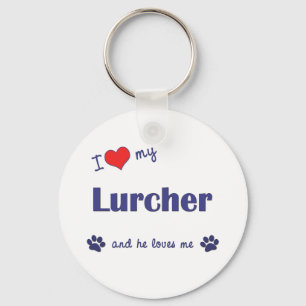 I Love My Lurcher (Male Dog) Key Ring