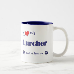 I Love My Lurcher (Male Dog) Two-Tone Coffee Mug