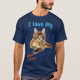 I Love My Maine Coon Best Cat Lover Paw Print   T-Shirt