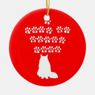 I Love My Maine Coon--White Text Ceramic Ornament