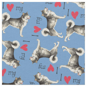 I Love my Malemute Fabric