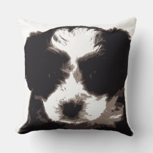 I Love My Maltese Black and White Puppy Dog Cushion