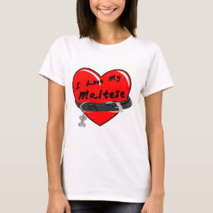 I Love My Maltese Heart with Dog Collar T-Shirt