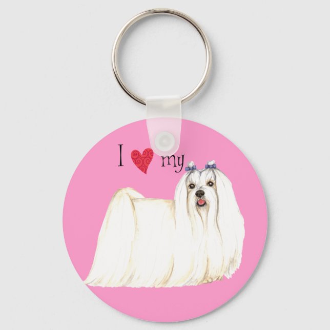 I Love my Maltese Key Ring (Front)
