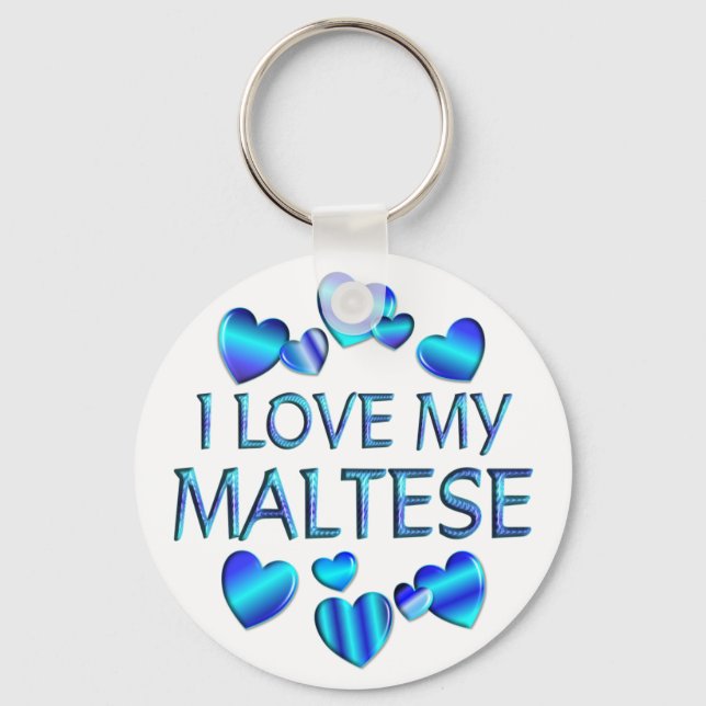 I Love My Maltese Key Ring (Front)