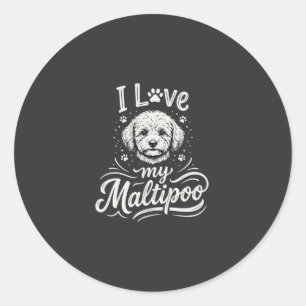 I Love My Maltipoo Dog Lover Classic Round Sticker
