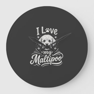 I Love My Maltipoo Dog Lover Large Clock