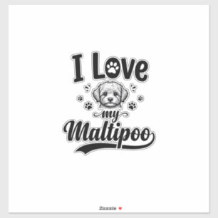 I Love My Maltipoo Vintage Engraving Dog Design_1