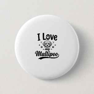I Love My Maltipoo Vintage Engraving Dog Design_1 6 Cm Round Badge