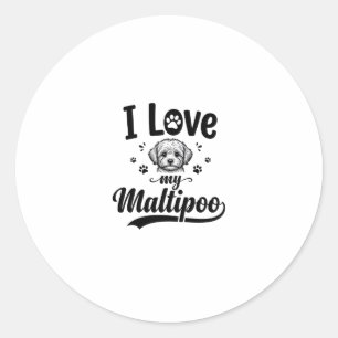 I Love My Maltipoo Vintage Engraving Dog Design_1 Classic Round Sticker
