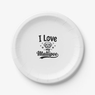 I Love My Maltipoo Vintage Engraving Dog Design_1 Paper Plate