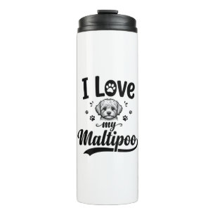 I Love My Maltipoo Vintage Engraving Dog Design_1 Thermal Tumbler
