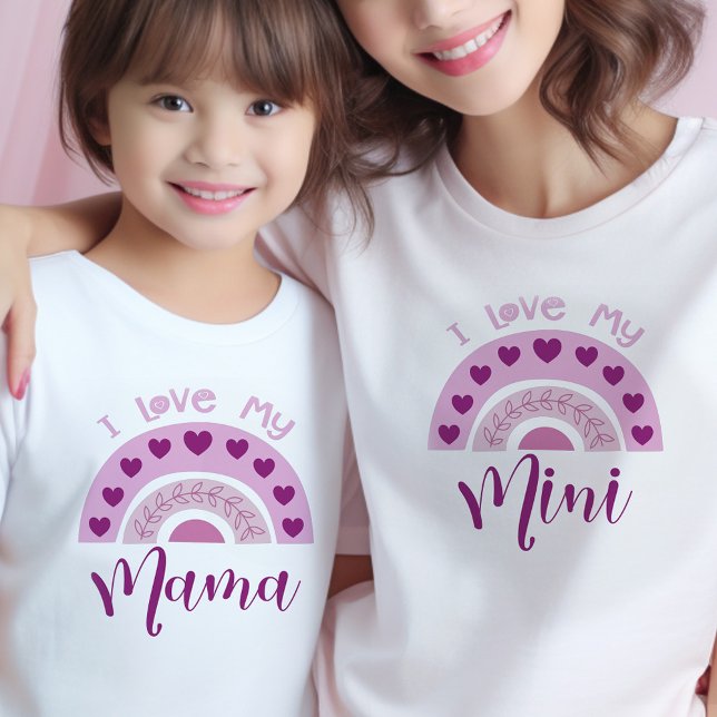 I love my Mama Boho Rainbow Matching Mini Mama Toddler T-Shirt (Mommy and Me tees with sweet rainbow design .. mom and kid shirts sold separately)