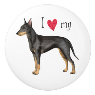 I Love my Manchester Terrier Ceramic Knob