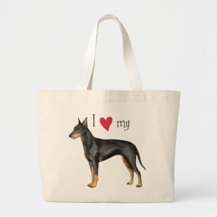 I Love my Manchester Terrier Large Tote Bag