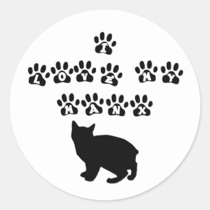 I Love My Manx--Black Text Classic Round Sticker