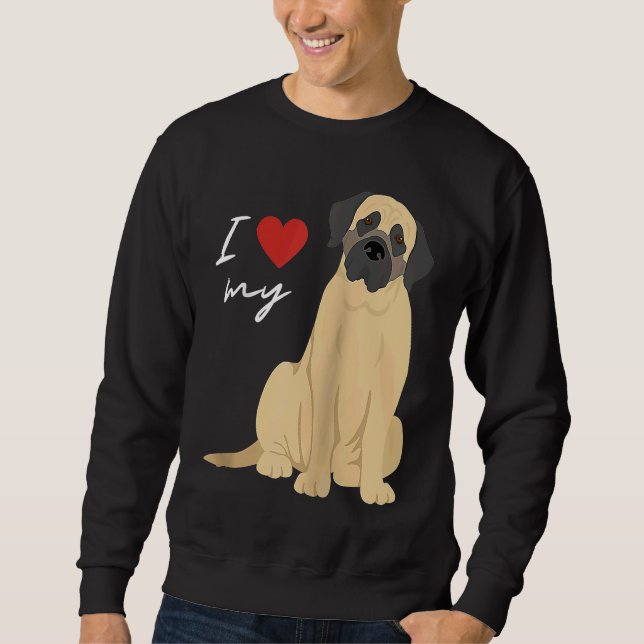 I Love My Mastiff Dog  Raglan Baseball Sweatshirt (Front)