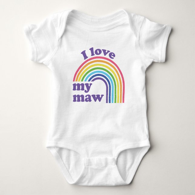 I Love My Maw - Cute Rainbow  Baby Bodysuit (Front)