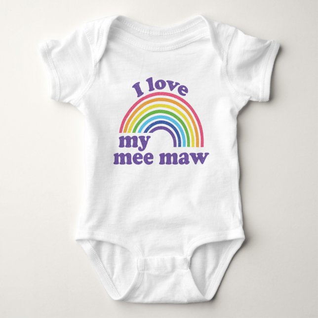 I Love My Mee Maw - Cute Rainbow  Baby Bodysuit (Front)