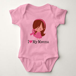 I Love My Meema Breast Cancer Ribbon Baby Bodysuit