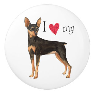 I Love my Min Pin Ceramic Knob