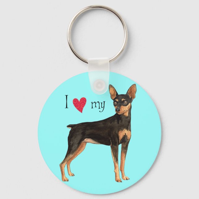 I Love my Min Pin Key Ring (Front)
