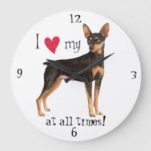 I Love my Min Pin Large Clock