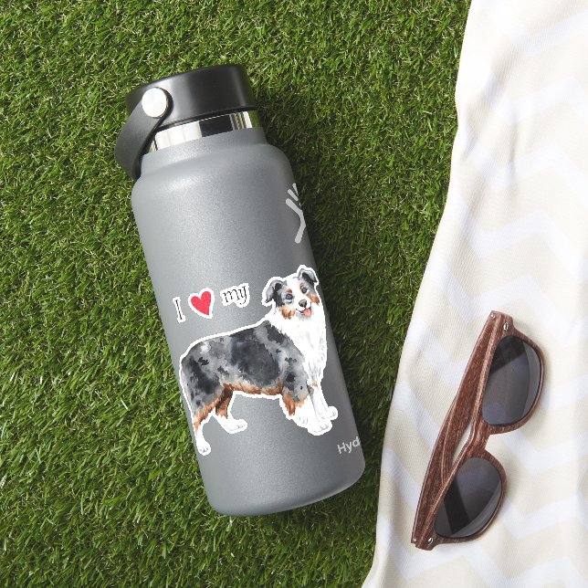 I Love my Mini American Shepherd Vinyl Sticker (HydroFlask Insitu)