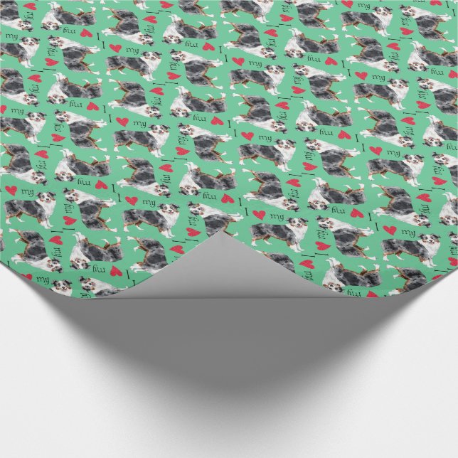I Love my Mini American Shepherd Wrapping Paper (Corner)