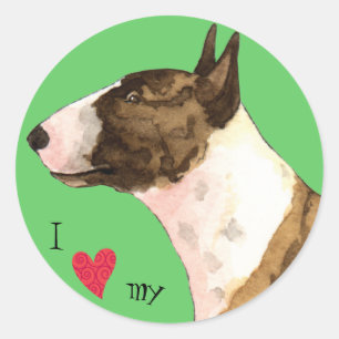 I Love my Mini Bull Terrier Classic Round Sticker