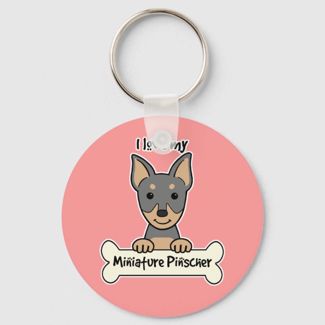 I Love My Miniature Pinscher Key Ring (Front)