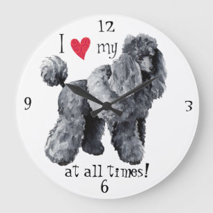 I Love my Miniature Poodle Large Clock