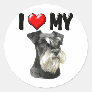 I Love My Miniature Schnauzer Classic Round Sticker