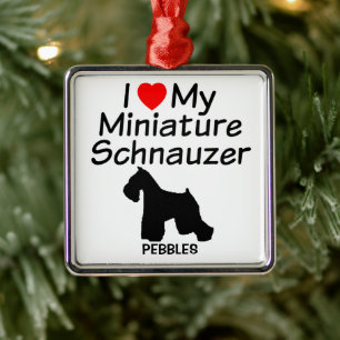 I Love My Miniature Schnauzer Dog Metal Ornament