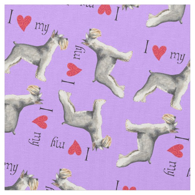 I Love my Miniature Schnauzer Fabric (Close Up)