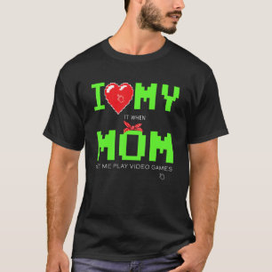 I Love My Mom  Pixel Heart Video Games Kids Boys M T-Shirt