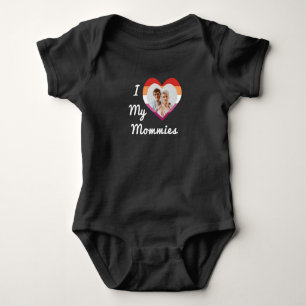 I Love My Mommies Lesbian Pride LGBTQ Custom Photo Baby Bodysuit