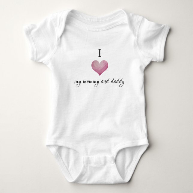 I LOVE MY MOMMY and DADDY one-piece Baby Bodysuit (Front)