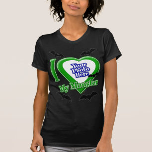 I Love My Monster With Your Photo With Bats T-Shirt