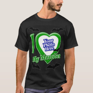 I Love My Monster With Your Photo With Bats T-Shirt